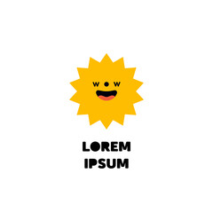 logo of the joyful sun with a smile. Wow logo
