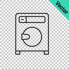 Black line Washer icon isolated on transparent background. Washing machine icon. Clothes washer - laundry machine. Home appliance symbol. Vector