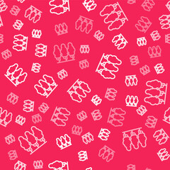 White line Fruit trees icon isolated seamless pattern on red background. Agricultural plant. Organic farm product. Fruit garden. Gardening theme. Vector