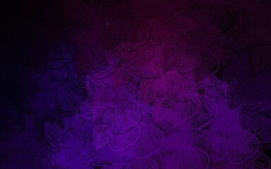 Dark Purple vector natural artwork with flowers.