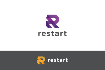 Letter R creative 3d purple color simple logo   