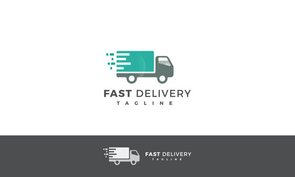 Fast delivery truck business logo 
