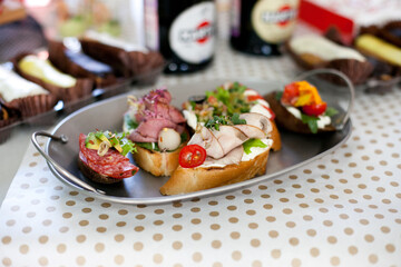 Bruschette at buffet table