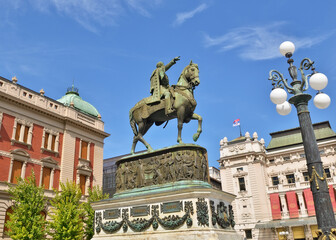 Prince Mihailo Monument, Square of the Republic  Belgrade, Serbia © PhotoEdit
