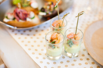 Shrimp cocktail at buffet table