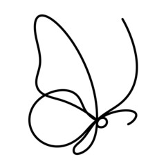 Butterfly line icon, isolated on the white. Vector