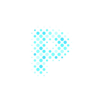 Letter P logo. Dots logo, dotted shape logotype vector design. P letter logo in halftone dots style