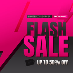Flash sale banner background with pink concept.