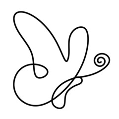 Butterfly line icon, isolated on the white. Vector