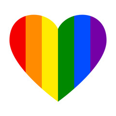 Heart with Rainbow Flag Colors of LGBT Symbol. Pride LGBTQ+ Concept for Print and WEB. Vector Illustration.