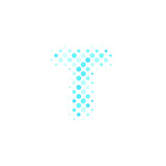 Letter T logo. Dots logo, dotted shape logotype vector design. T letter logo in halftone dots style