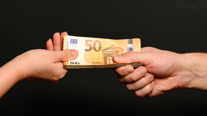 People's consent, the transfer of money from hand to hand, the European currency in the market.