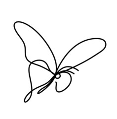 Butterfly line icon, isolated on the white. Vector