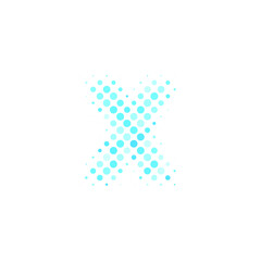 Letter X logo. Dots logo, dotted shape logotype vector design. X letter logo in halftone dots style