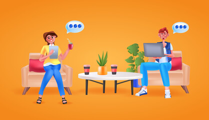 businesspeople discussing during meeting chat bubble communication teamwork concept