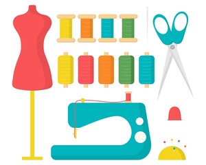 Sewing tool kit. Concept for sewing accessories. Sewing kit.