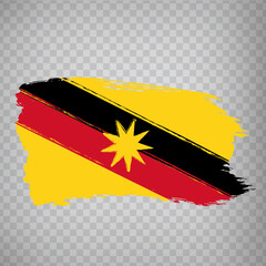 Naklejka premium Flag Sarawak brush strokes. Flag Sarawak State on transparent background for your web site design, app, UI. Malaysia. EPS10.