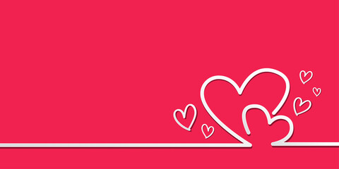 heart outline. Valentine's Day on a red background. with copy space. for your design. vector illustration