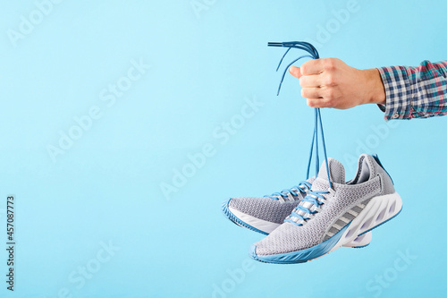 on holding running shoes