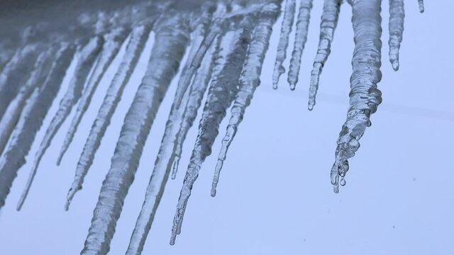 icicles hanging from a roof winter russian day