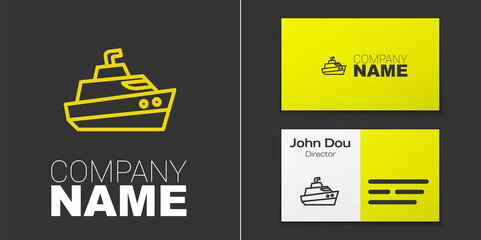 Logotype line Speedboat icon isolated on grey background. Logo design template element. Vector