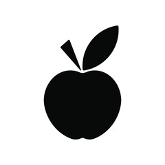 Black apple icon. Vector illustration isolated on white background.
