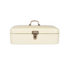 enamel bread box on white background 