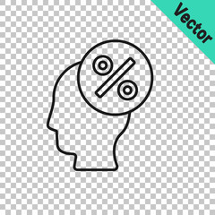 Black line Discount percent tag icon isolated on transparent background. Shopping tag sign. Special offer sign. Discount coupons symbol. Vector