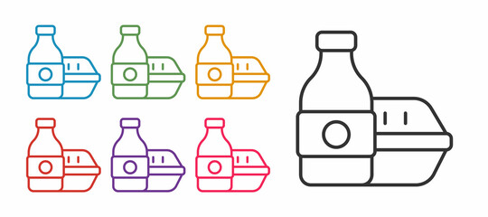 Set line Online ordering and fast food delivery icon isolated on white background. Set icons colorful. Vector