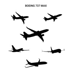 boeing 737 max silhouette  - obrazy, fototapety, plakaty