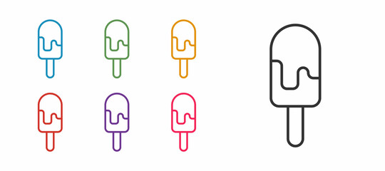 Set line Ice cream icon isolated on white background. Sweet symbol. Set icons colorful. Vector