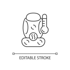 Heated seat with massage function linear icon. Maintaining comfortable temperature in car. Thin line customizable illustration. Contour symbol. Vector isolated outline drawing. Editable stroke