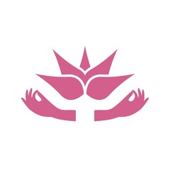 Hands with lotus icon isolated on white background