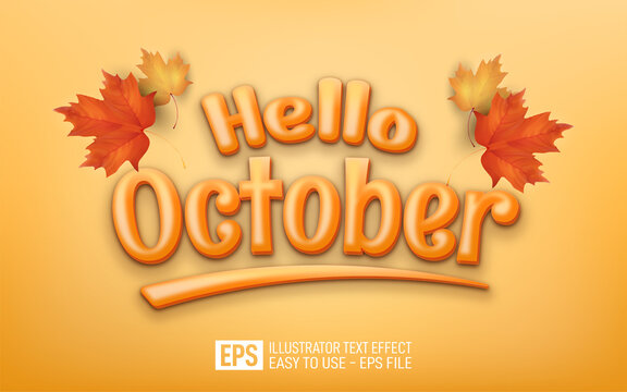 hello october 3d text editable style effect template