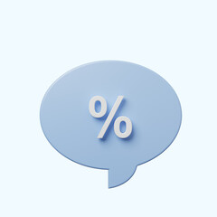 3d illustration chat bubble with percent discount