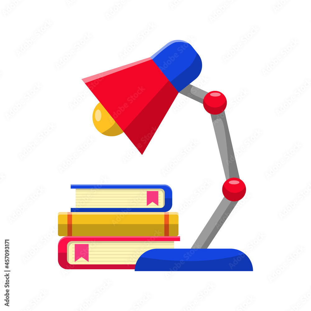 Canvas Prints desk lamp with books vector illustration in flat style isolated on white background