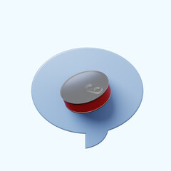3d illustration chat bubble with food can