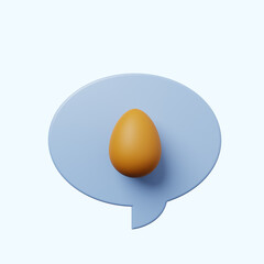 3d illustration chat bubble with egg