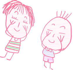 子供が描いた子供の男女のかわいい落書き カップル 小学生 幼稚園児