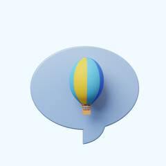 3d illustration chat bubble with zeppelin hot air balloon © Anggel