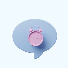 3d illustration chat bubble with alarm clock