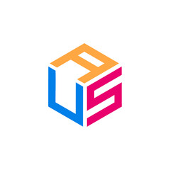 Initial letter AUS hexagon shape