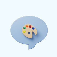 3d illustration chat bubble with painting pallet
