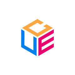 Initial letter CUE hexagon shape