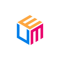 Initial letter EUM hexagon shape