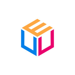Initial letter EUU hexagon shape