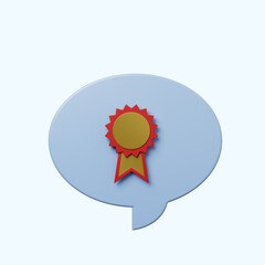 3d illustration chat bubble with medal