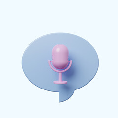 3d illustration chat bubble with microphone