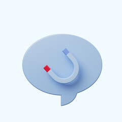 3d illustration chat bubble with magnet