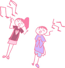 子供が描いた子供の男女のかわいい落書き カップル 小学生 幼稚園児